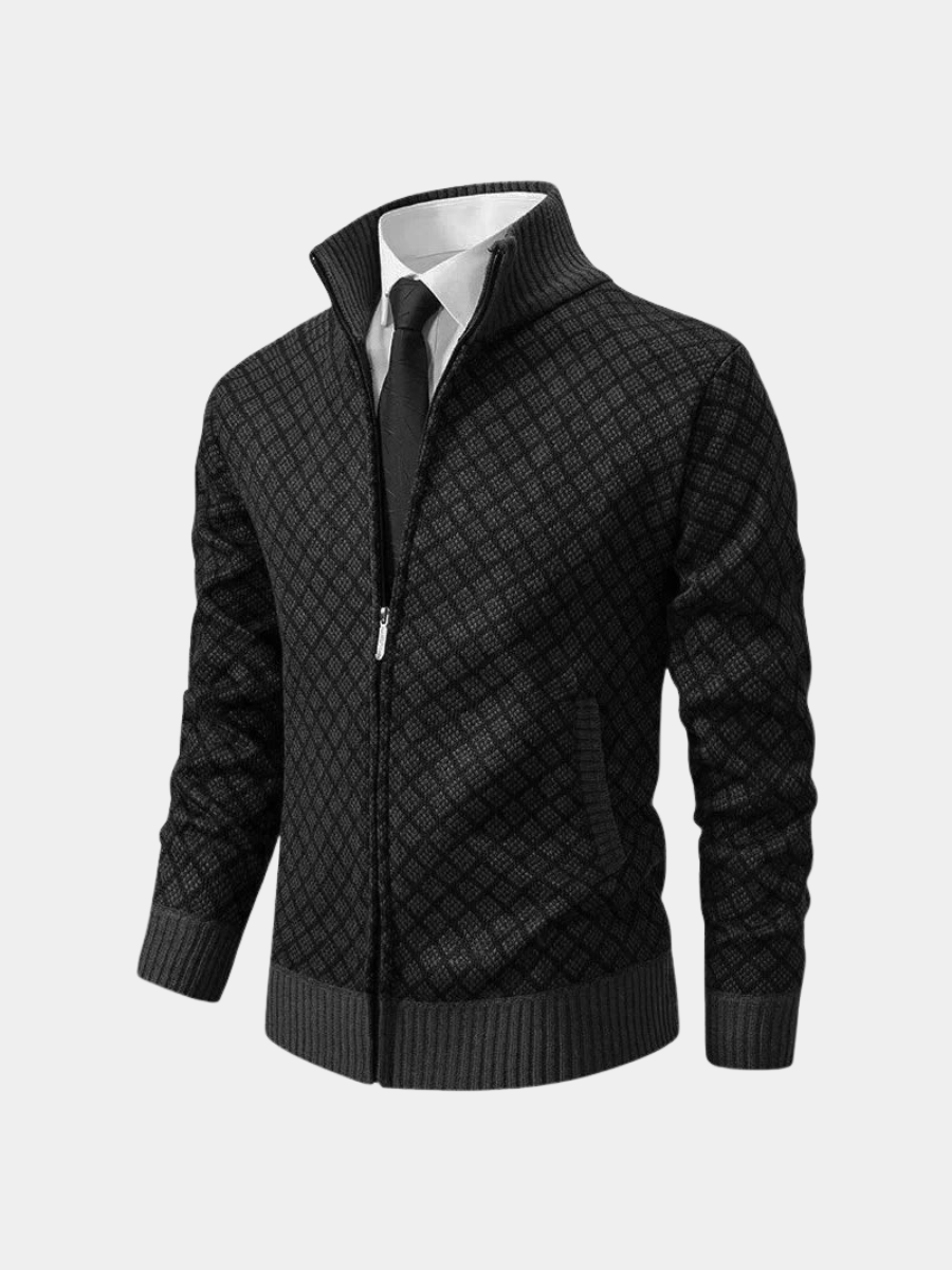 WAFFLE ZIP CARDIGAN FOR MEN