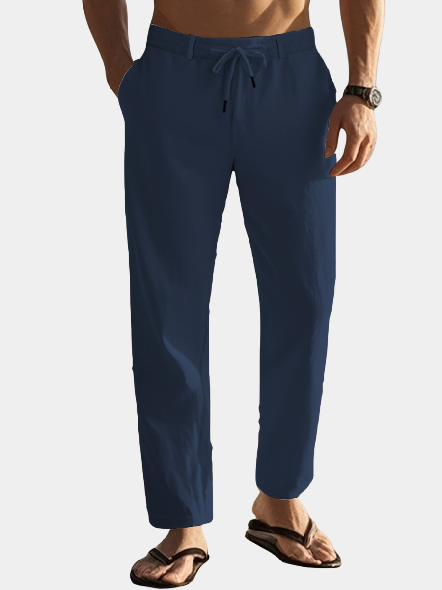 STRAIGHT LEG LINEN TROUSERS FOR MEN