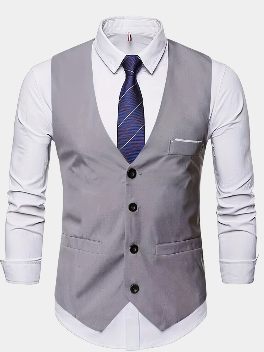 COLLARLESS POLYESTER VEST FOR MEN