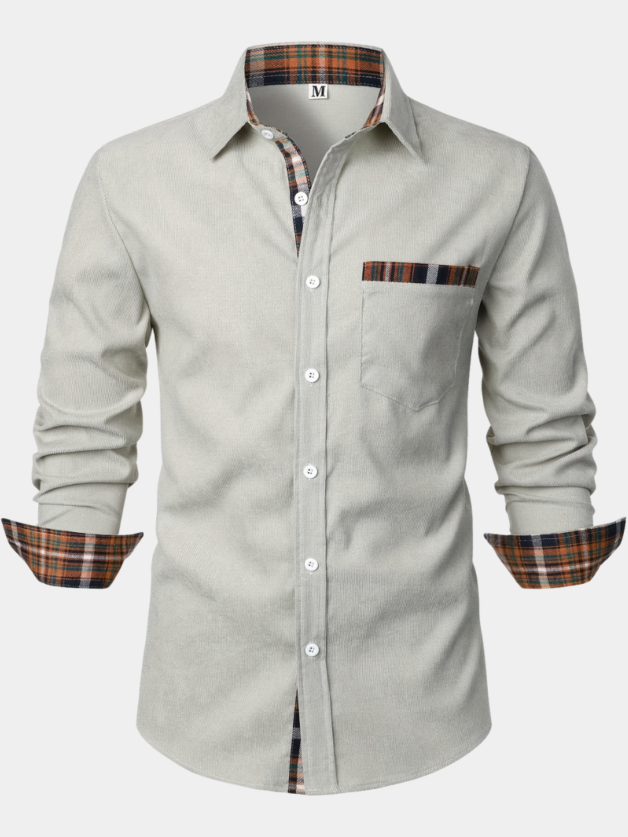 CORDUROY PLAID SHIRT FOR MEN