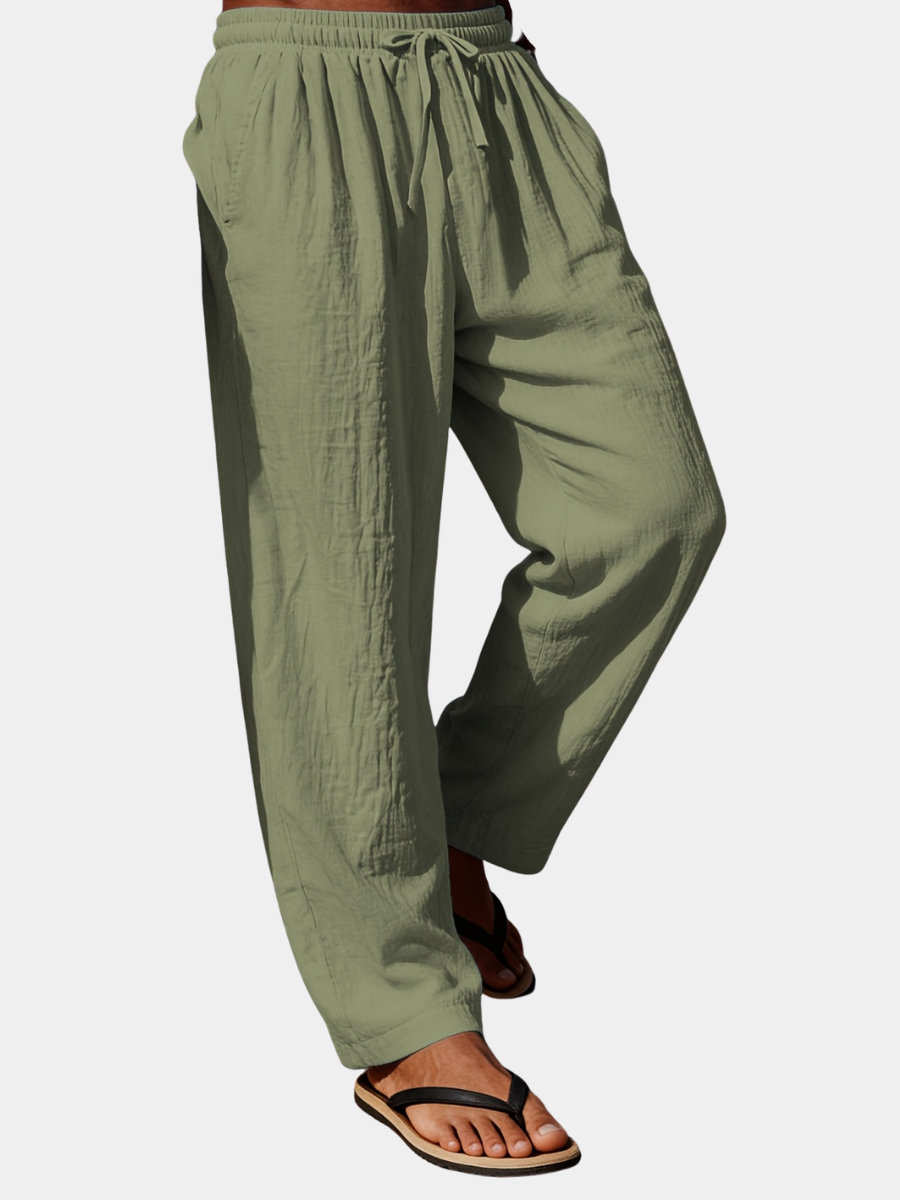 DRAWCORD LINEN TROUSERS FOR MEN