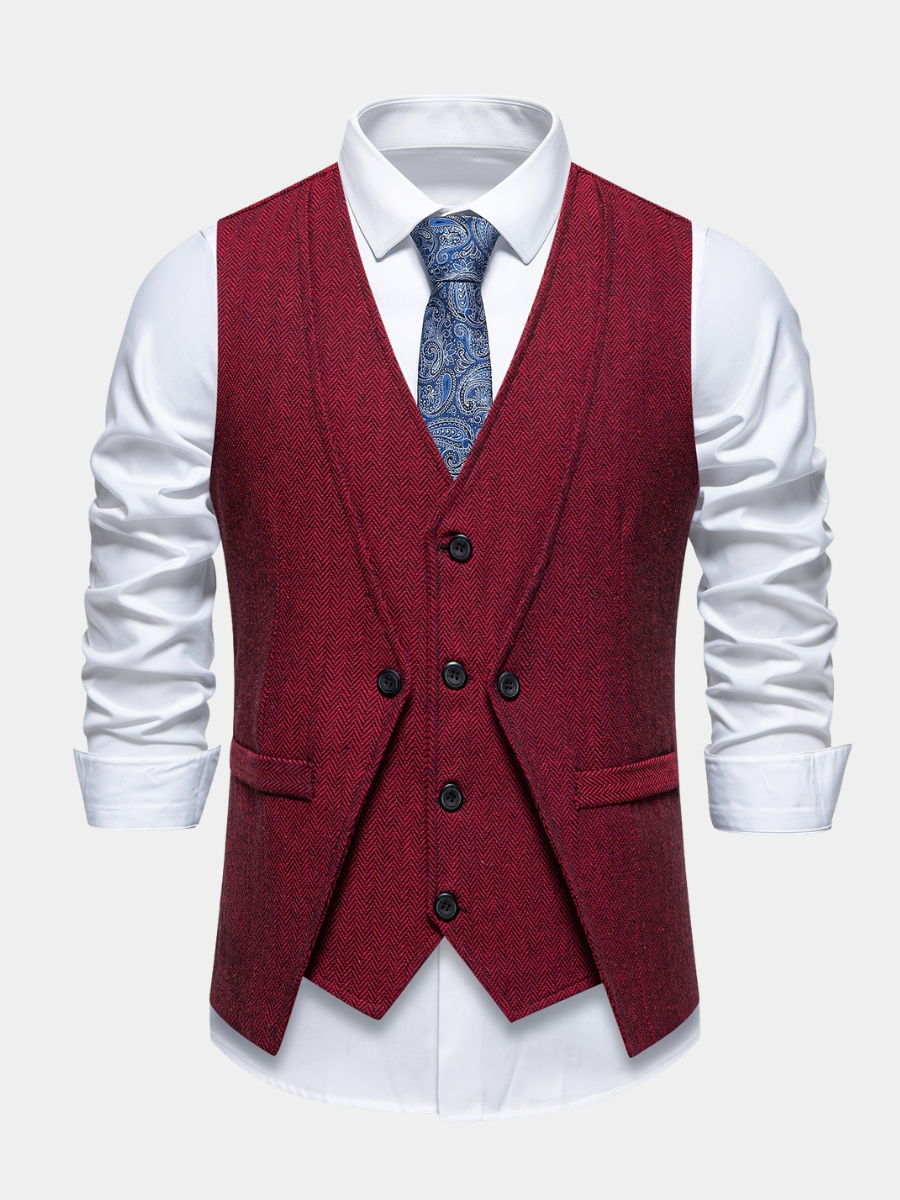V NECK BUTTON VEST FOR MEN
