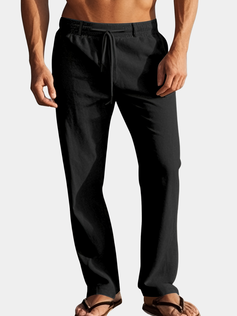 SOLID LINEN TROUSERS FOR MEN