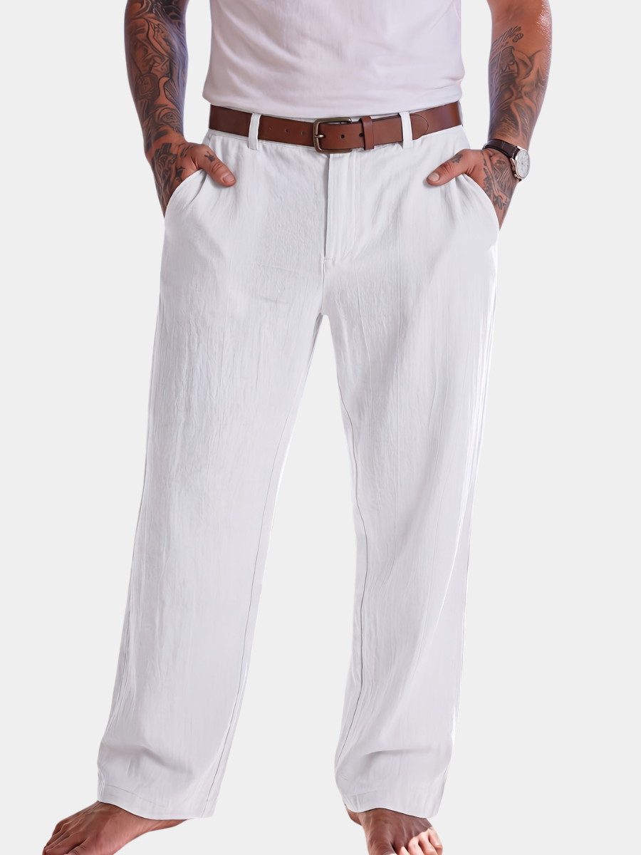 WOVEN LINEN TROUSERS FOR MEN