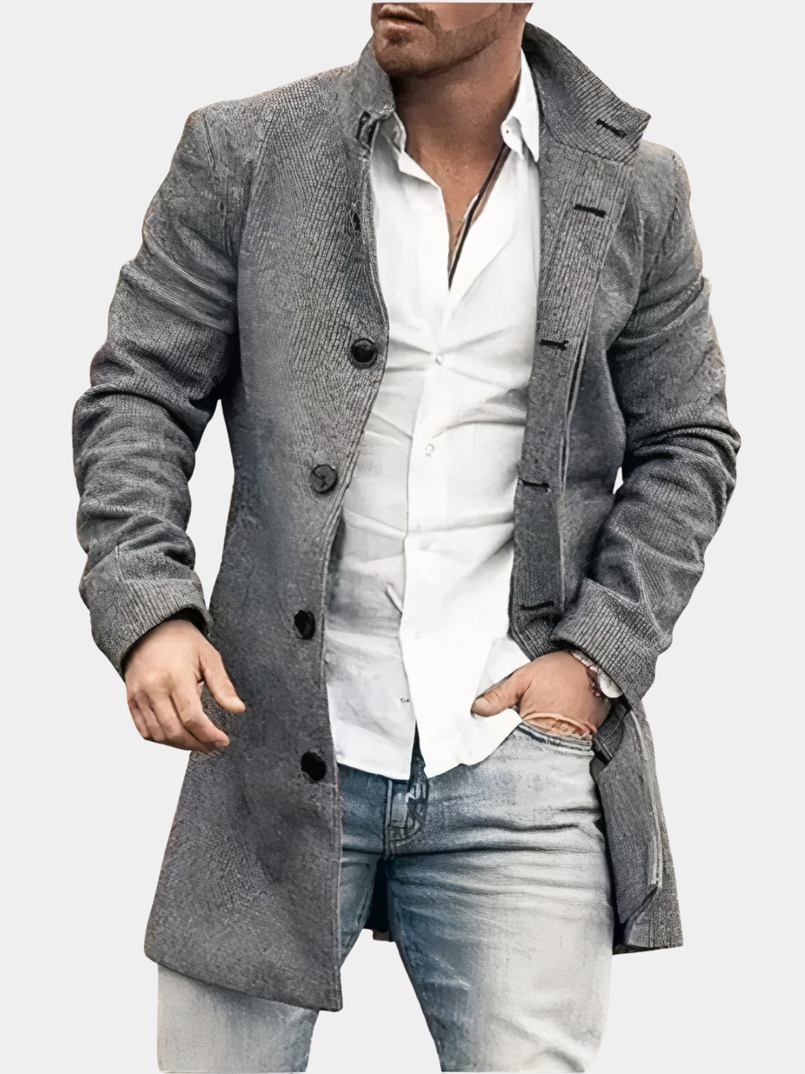 BUTTON TRENCH COAT FOR MEN