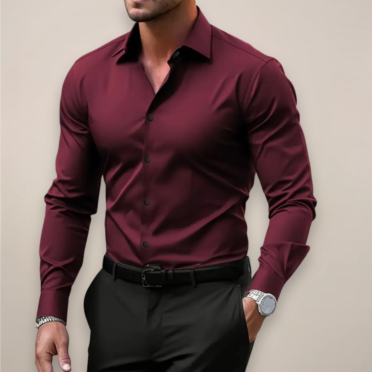 NOTCHED COLLAR SHIRT FOR MEN