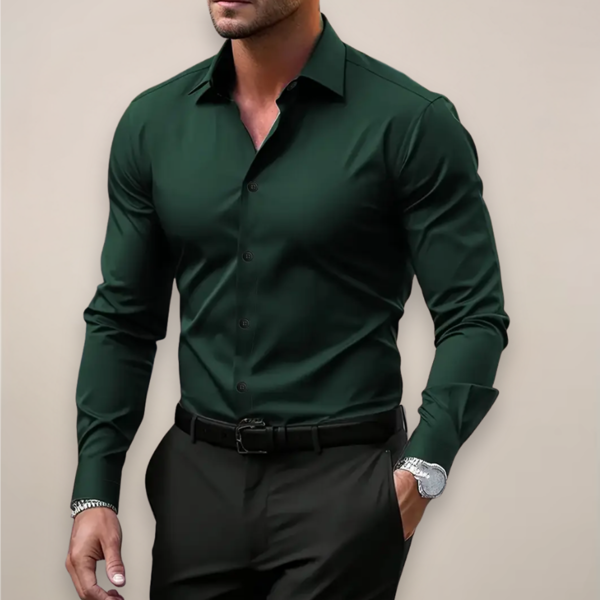 NOTCHED COLLAR SHIRT FOR MEN