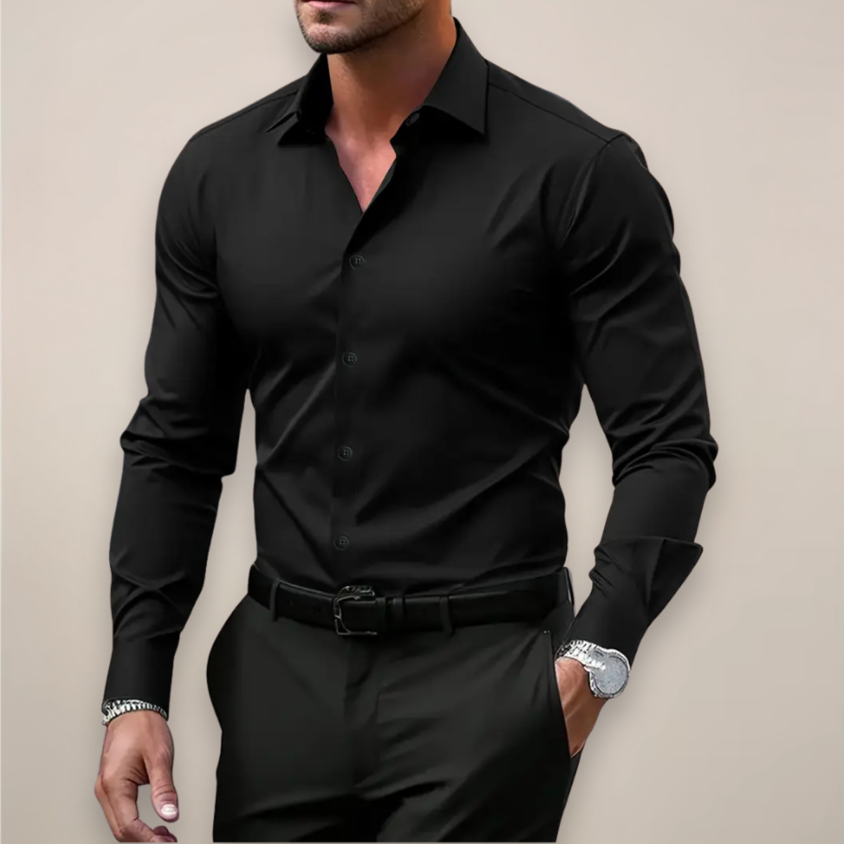 NOTCHED COLLAR SHIRT FOR MEN