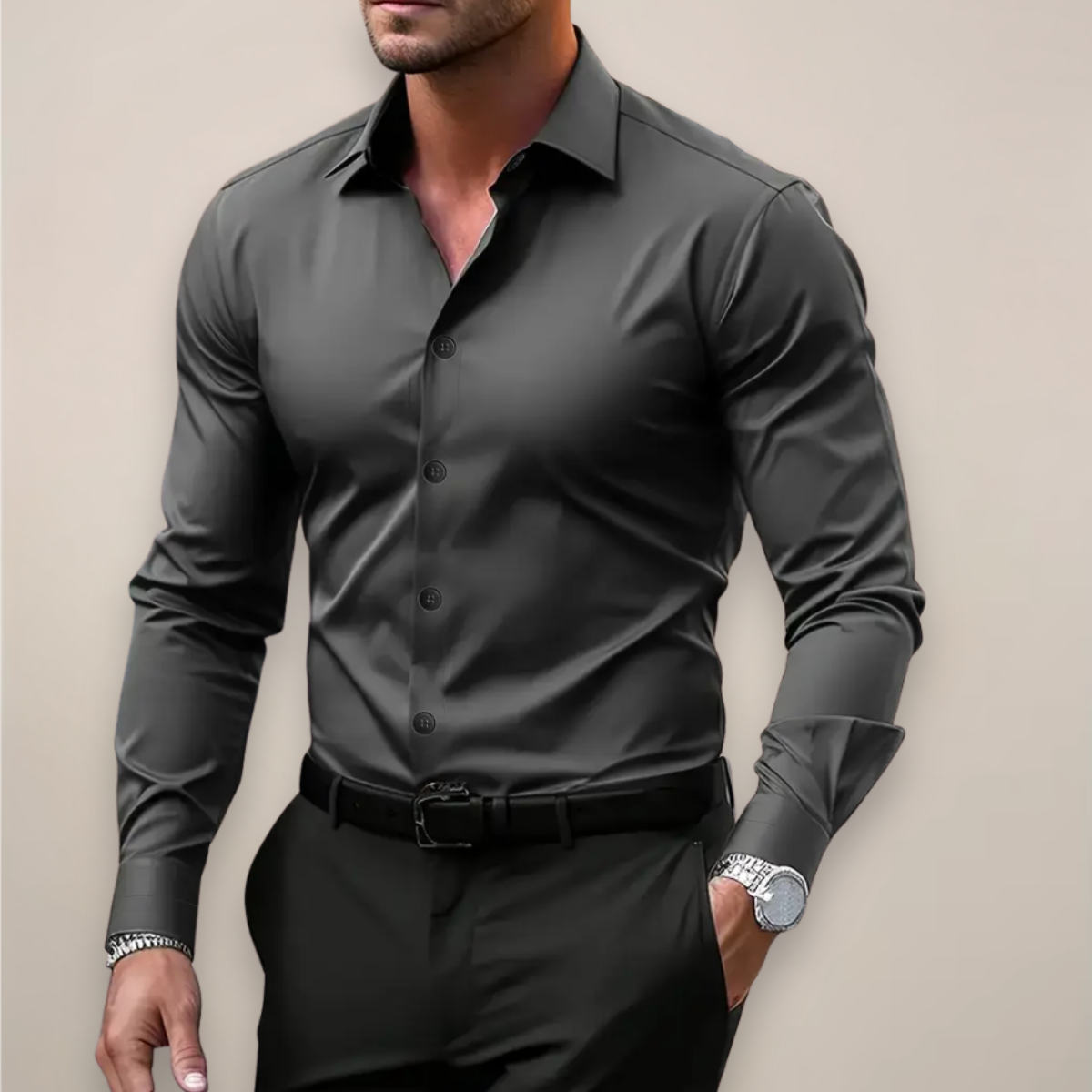 NOTCHED COLLAR SHIRT FOR MEN
