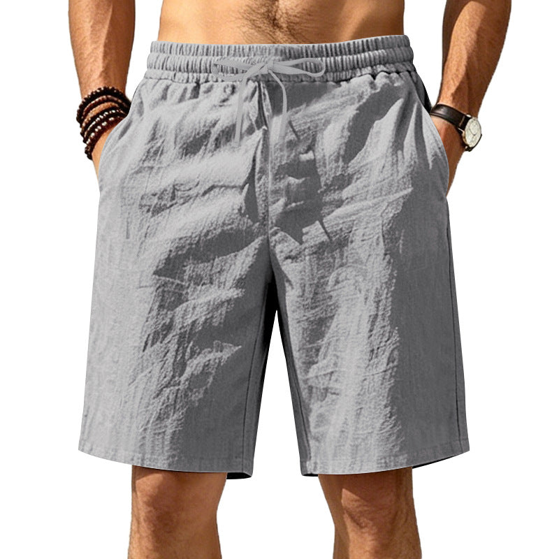 LINEN DRAWSTRING LOOSE SHORTS FOR MEN
