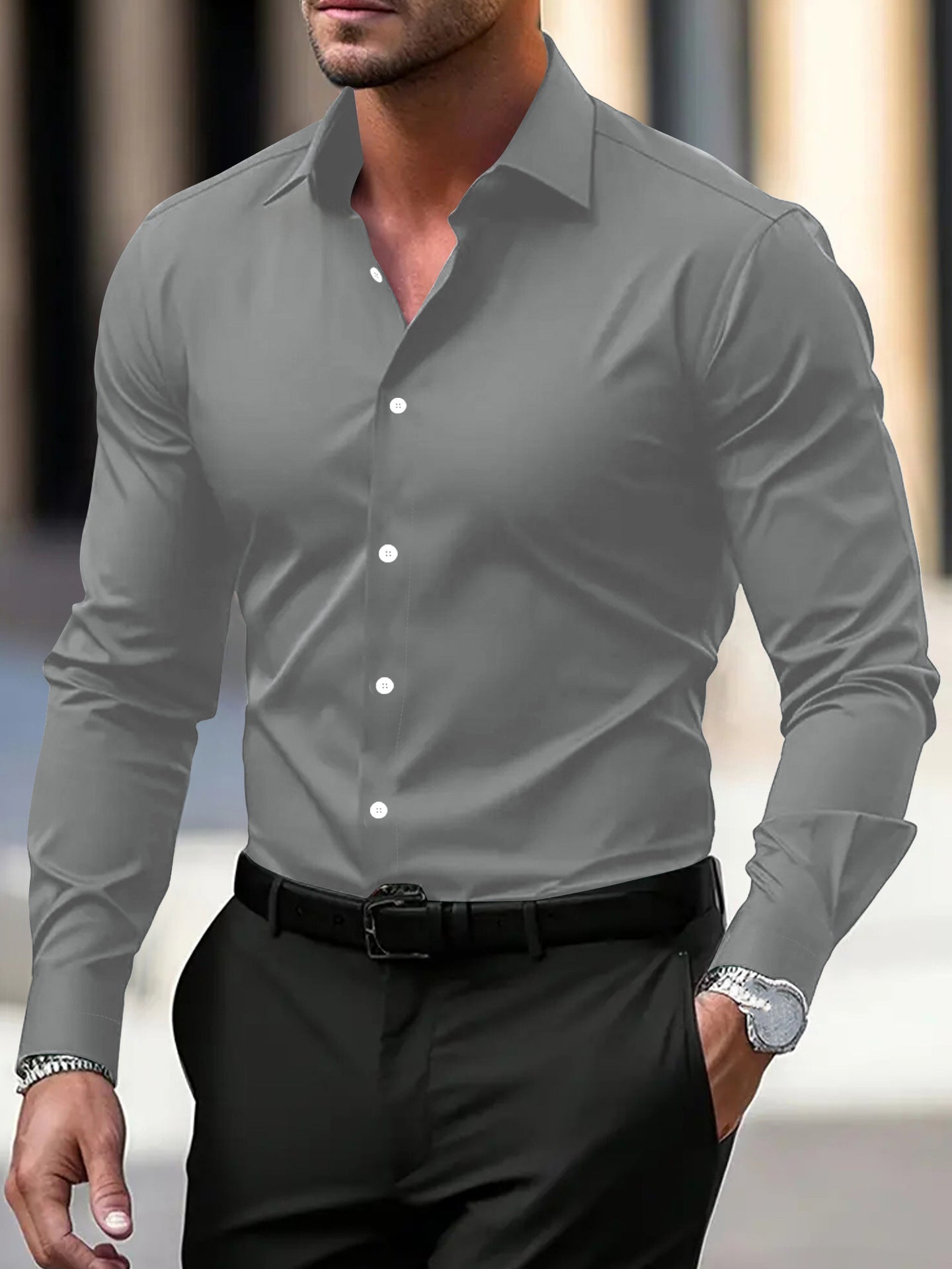 ELASTIC BUSINESS SHIRT FOR MEN