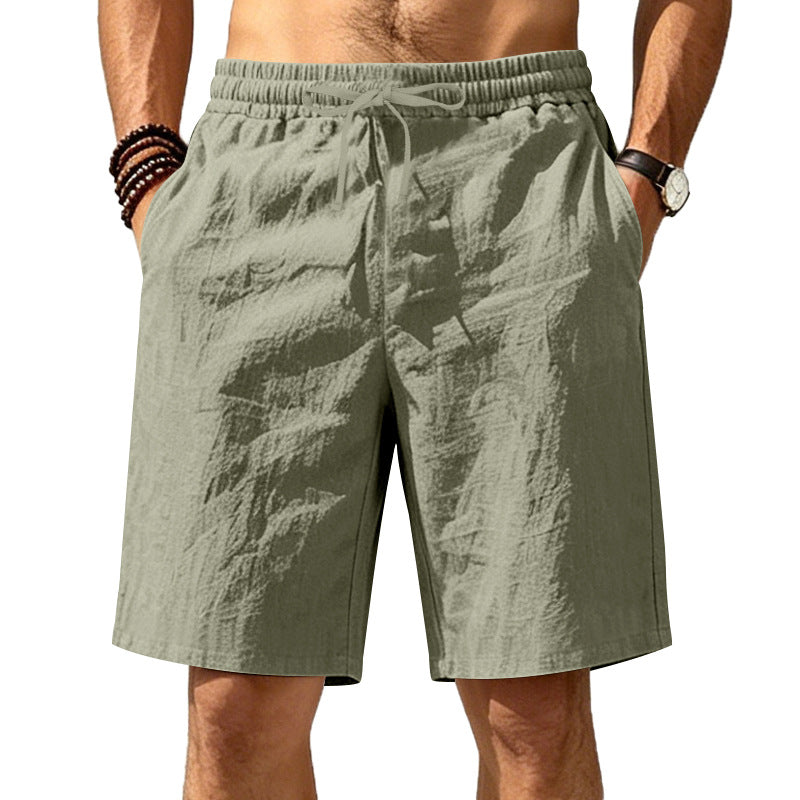 LINEN DRAWSTRING LOOSE SHORTS FOR MEN