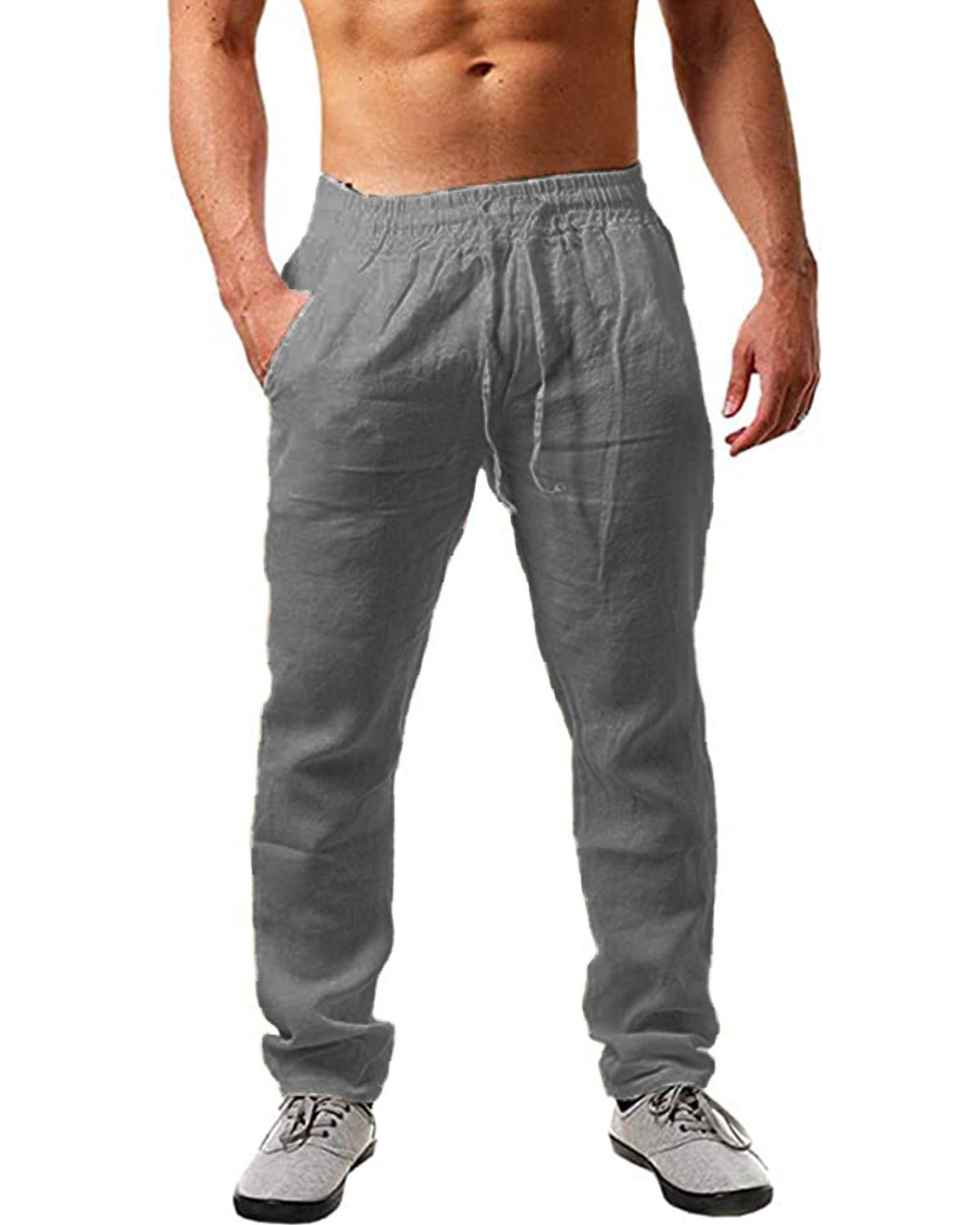 DRAWSTRING LINEN TROUSERS FOR MEN