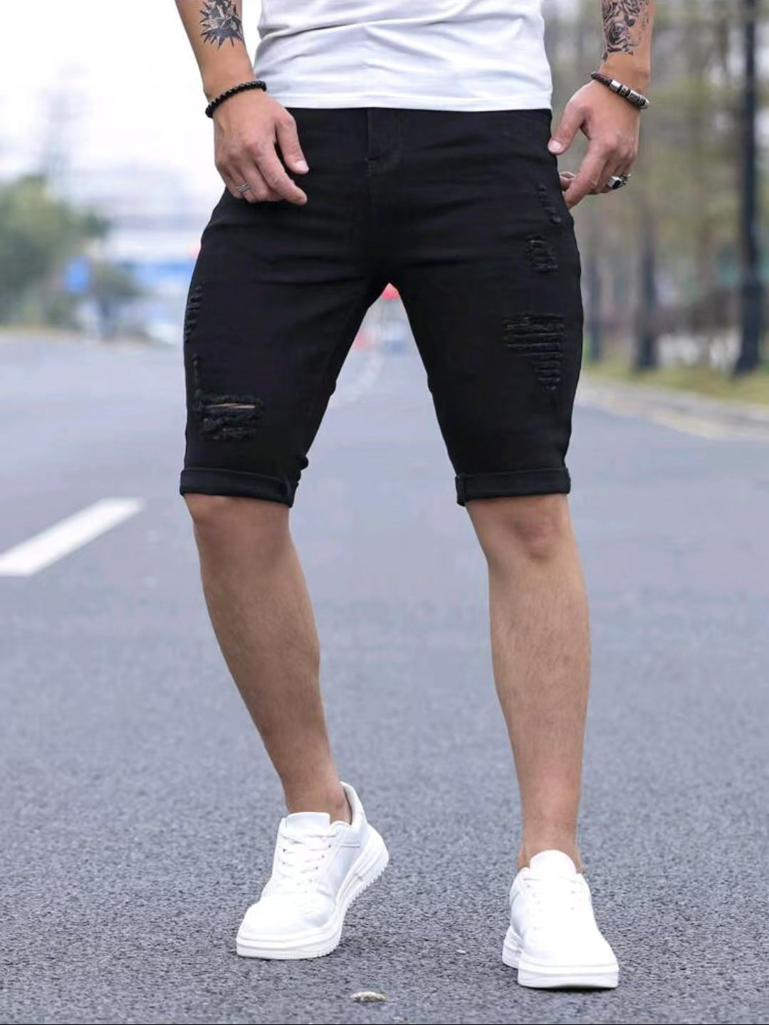 SKINNY DENIM SHORTS FOR MEN