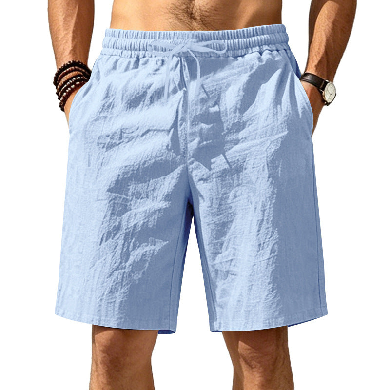 LINEN DRAWSTRING LOOSE SHORTS FOR MEN