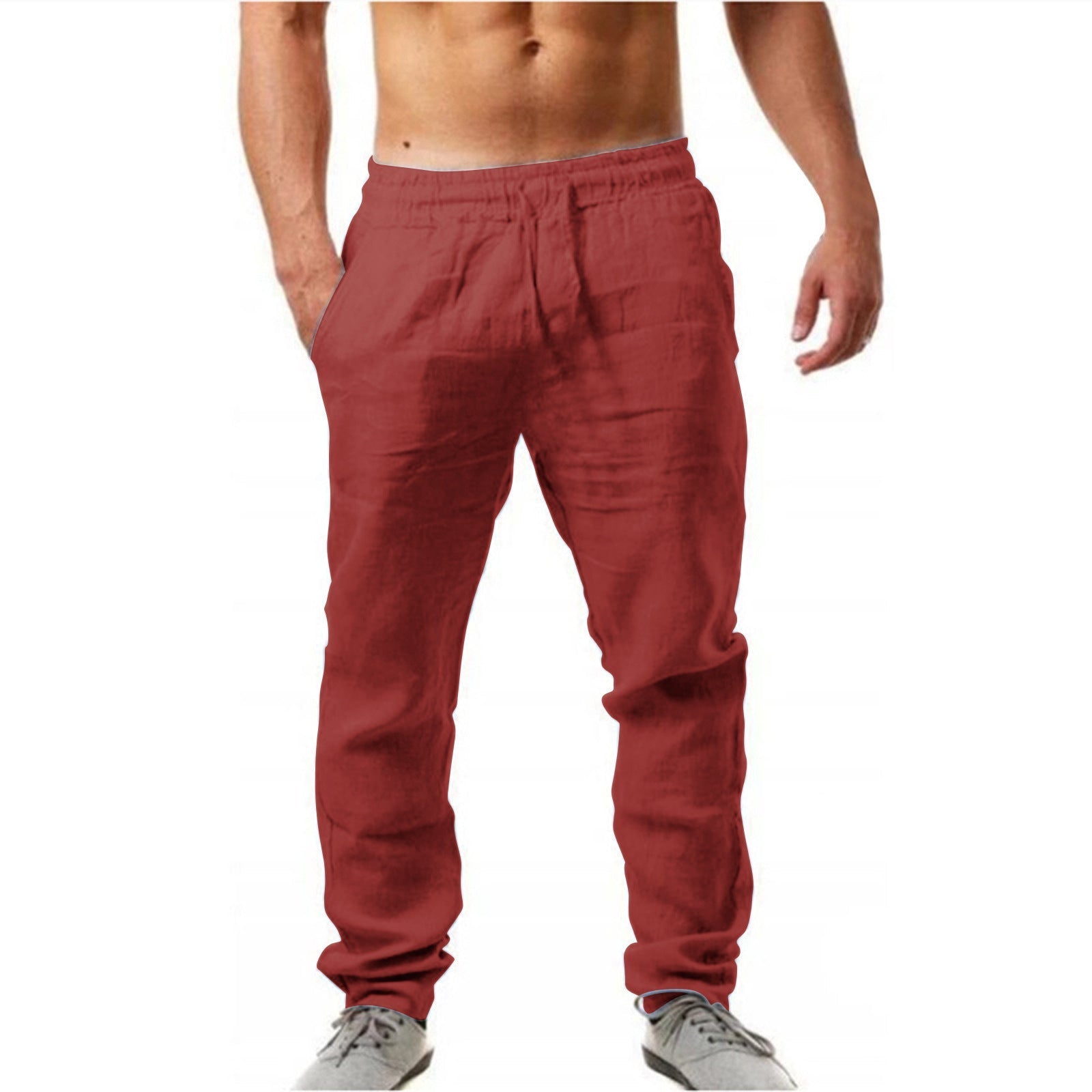 DRAWSTRING LINEN TROUSERS FOR MEN