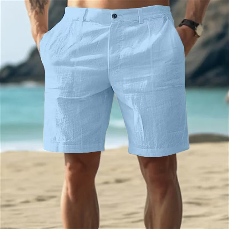 RIBBED LINEN SHORTS FOR MEN