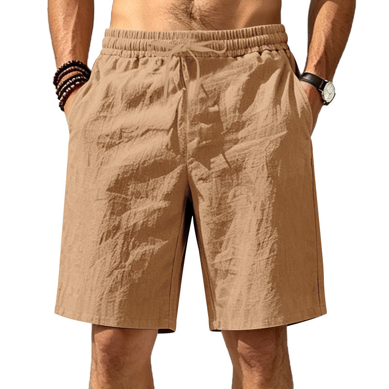 LINEN DRAWSTRING LOOSE SHORTS FOR MEN