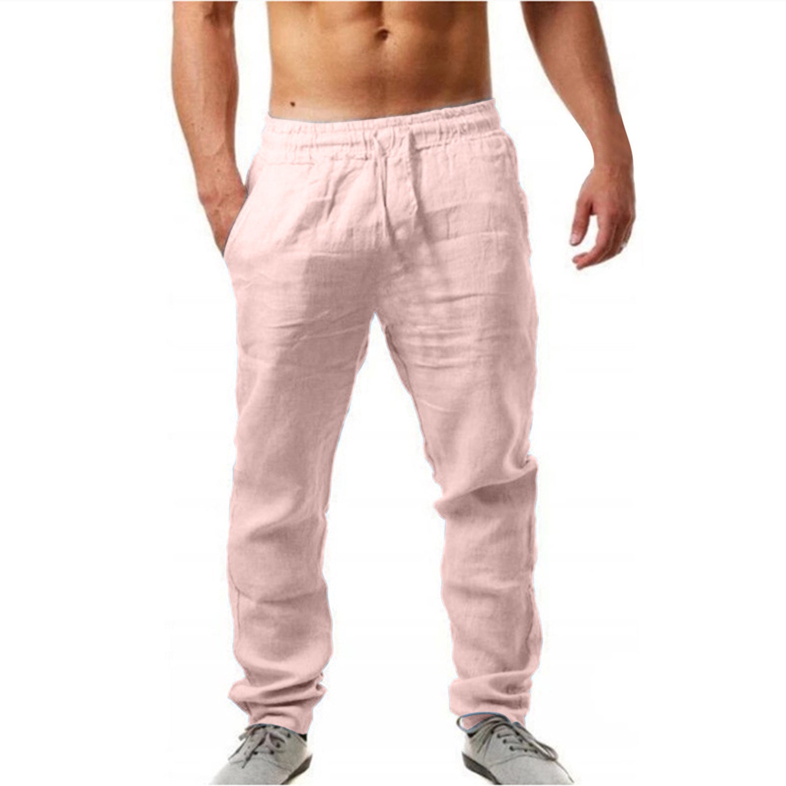 DRAWSTRING LINEN TROUSERS FOR MEN