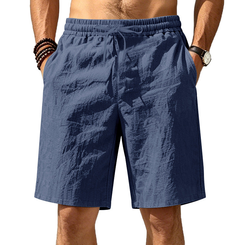 LINEN DRAWSTRING LOOSE SHORTS FOR MEN