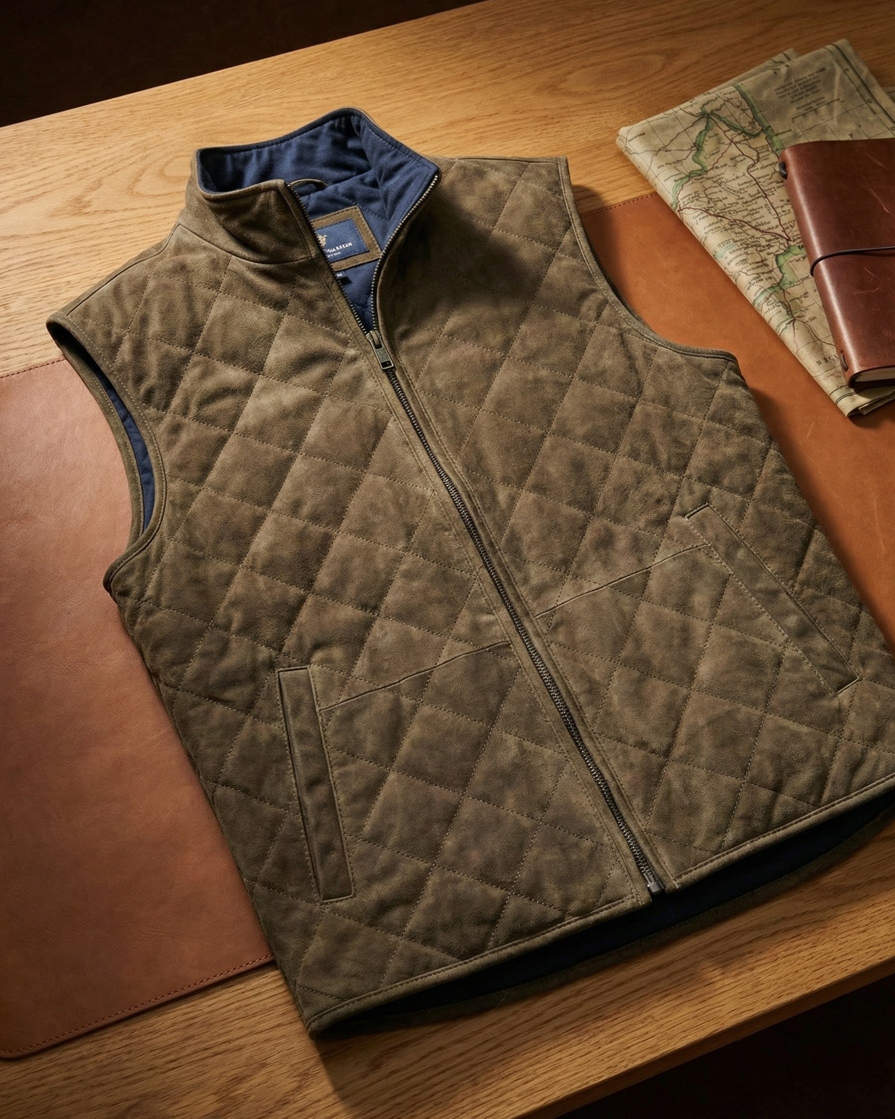 QUILTED MICROSUEDE VEST FOR MEN