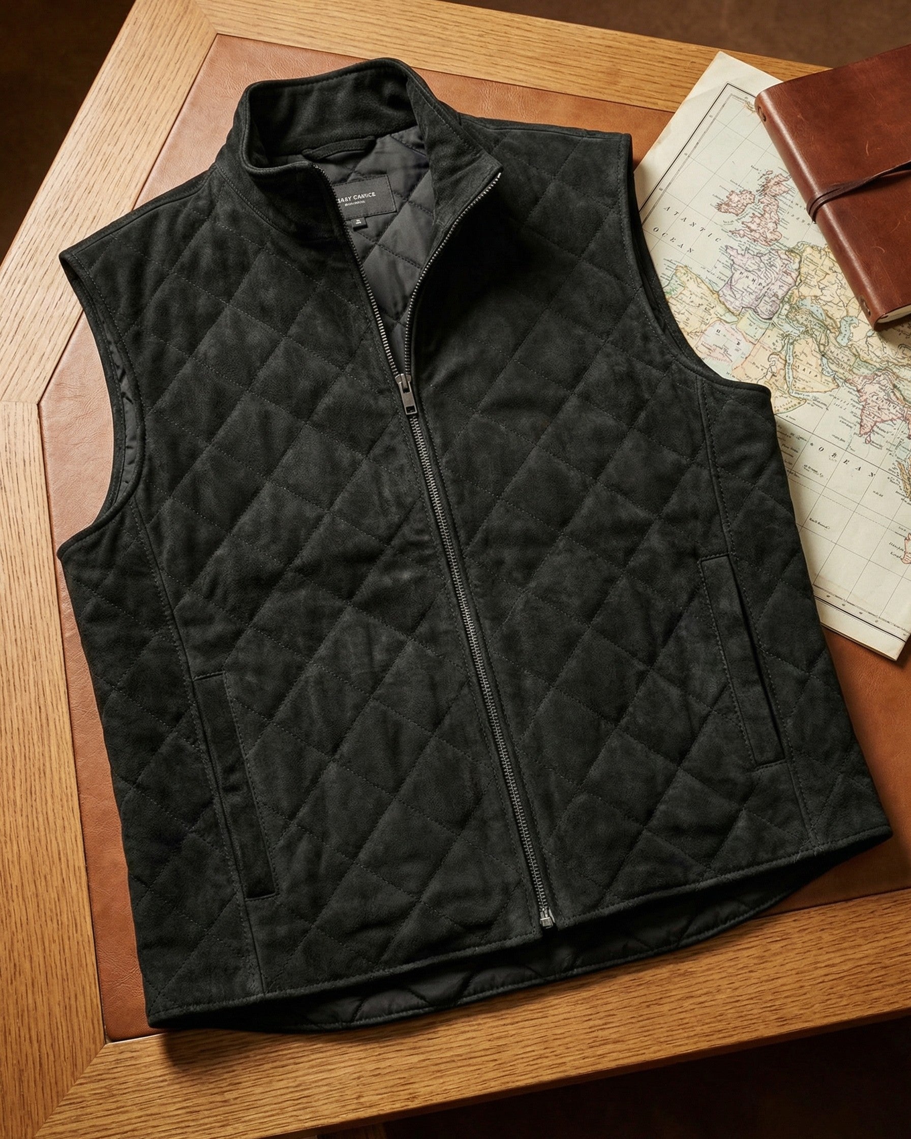 QUILTED MICROSUEDE VEST FOR MEN