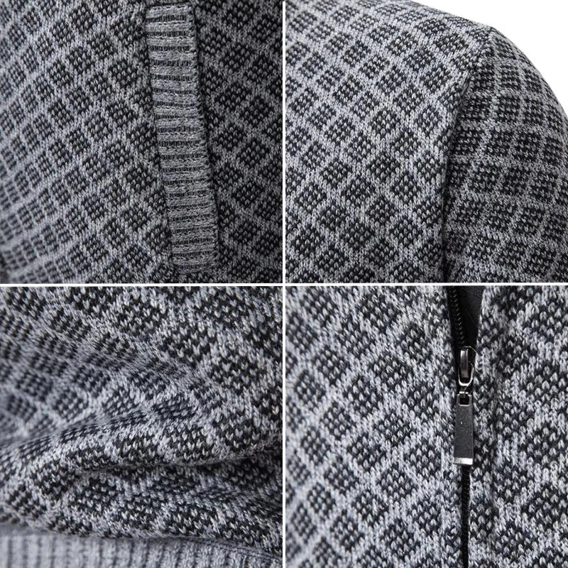 WAFFLE ZIP CARDIGAN FOR MEN