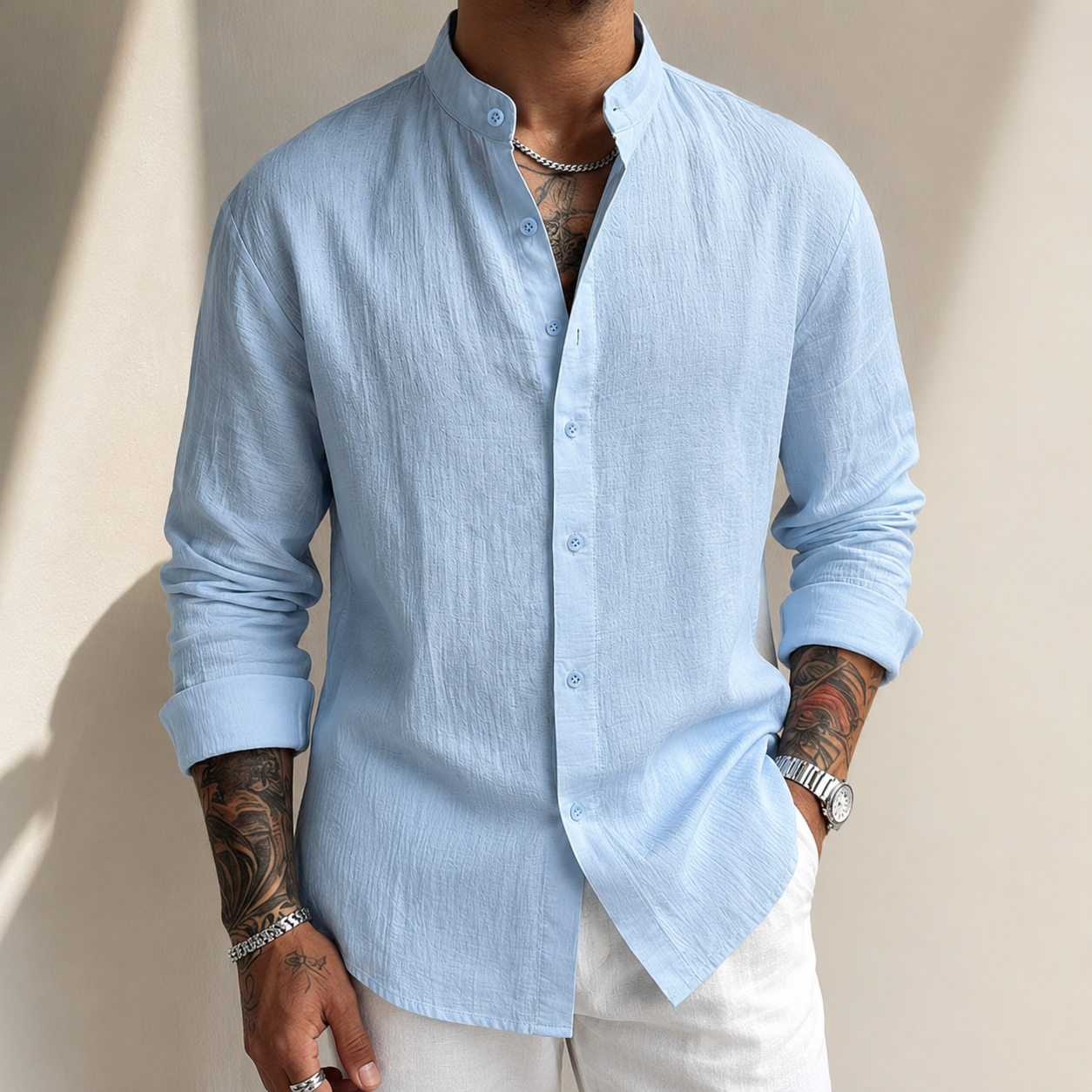 TEXTURED LINEN SHIRT FOR MEN