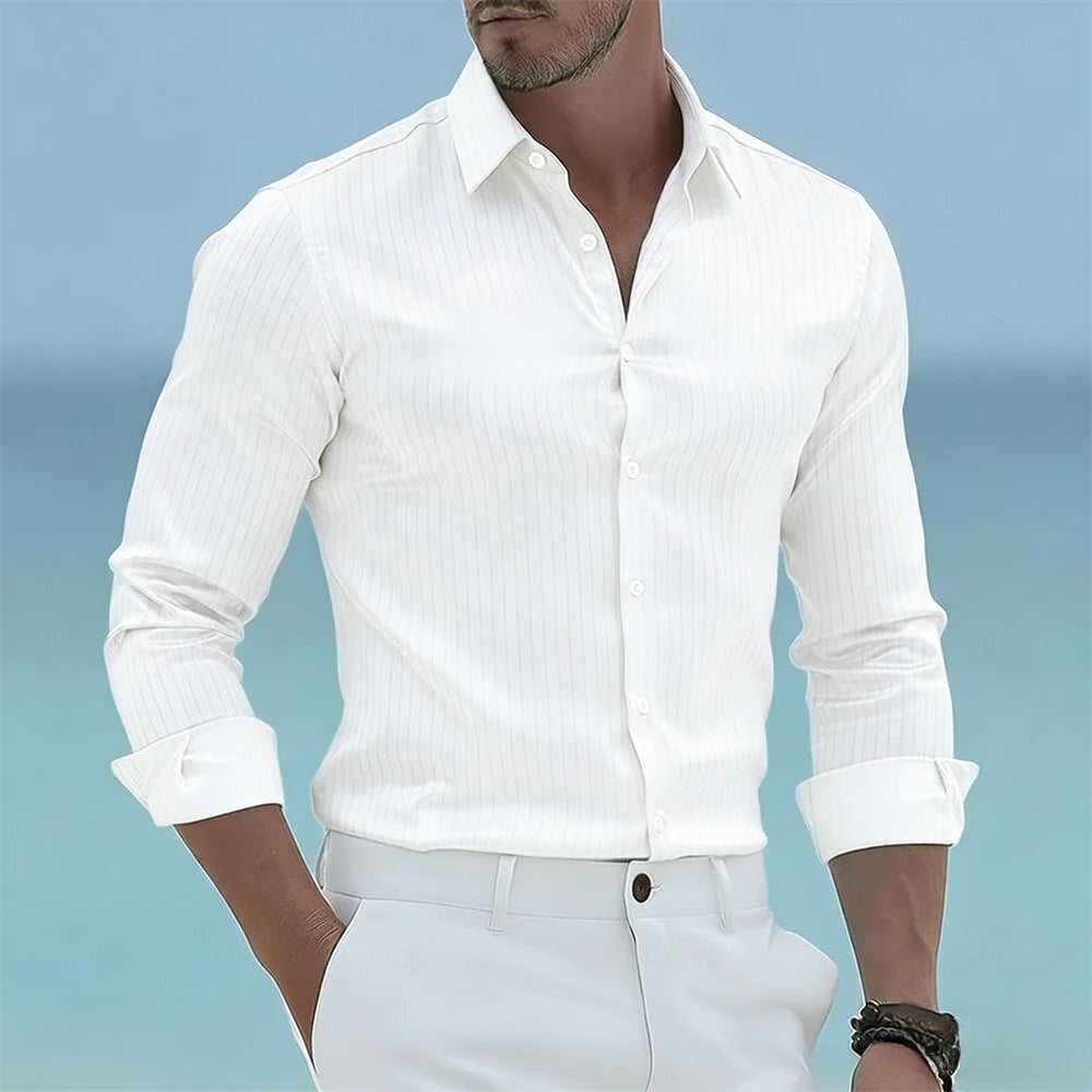 STRIPED POPLIN SHIRT FOR MEN