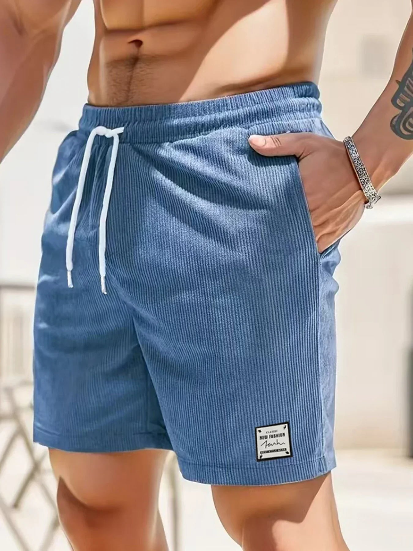 CORDUROY DRAWSTRING SHORTS FOR MEN