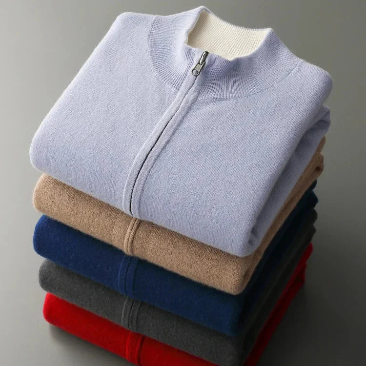 ZIPPERED KNIT CARDIGAN FOR MEN
