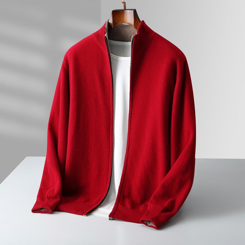 ZIPPERED KNIT CARDIGAN FOR MEN