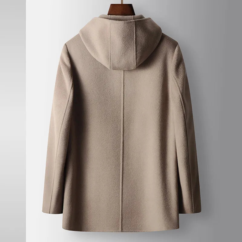 CLASSIC WOOL HOODED COAT FOR MEN