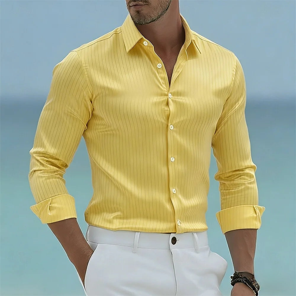 STRIPED POPLIN SHIRT FOR MEN