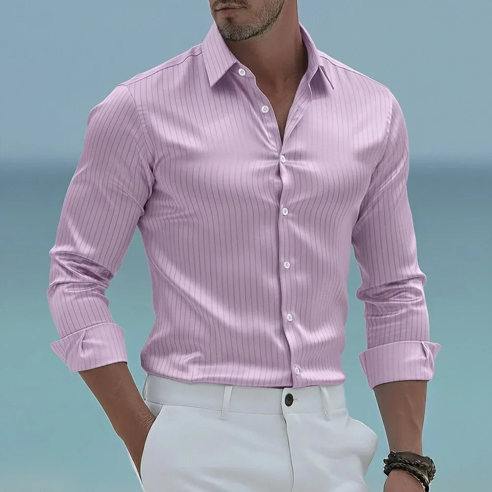 STRIPED POPLIN SHIRT FOR MEN