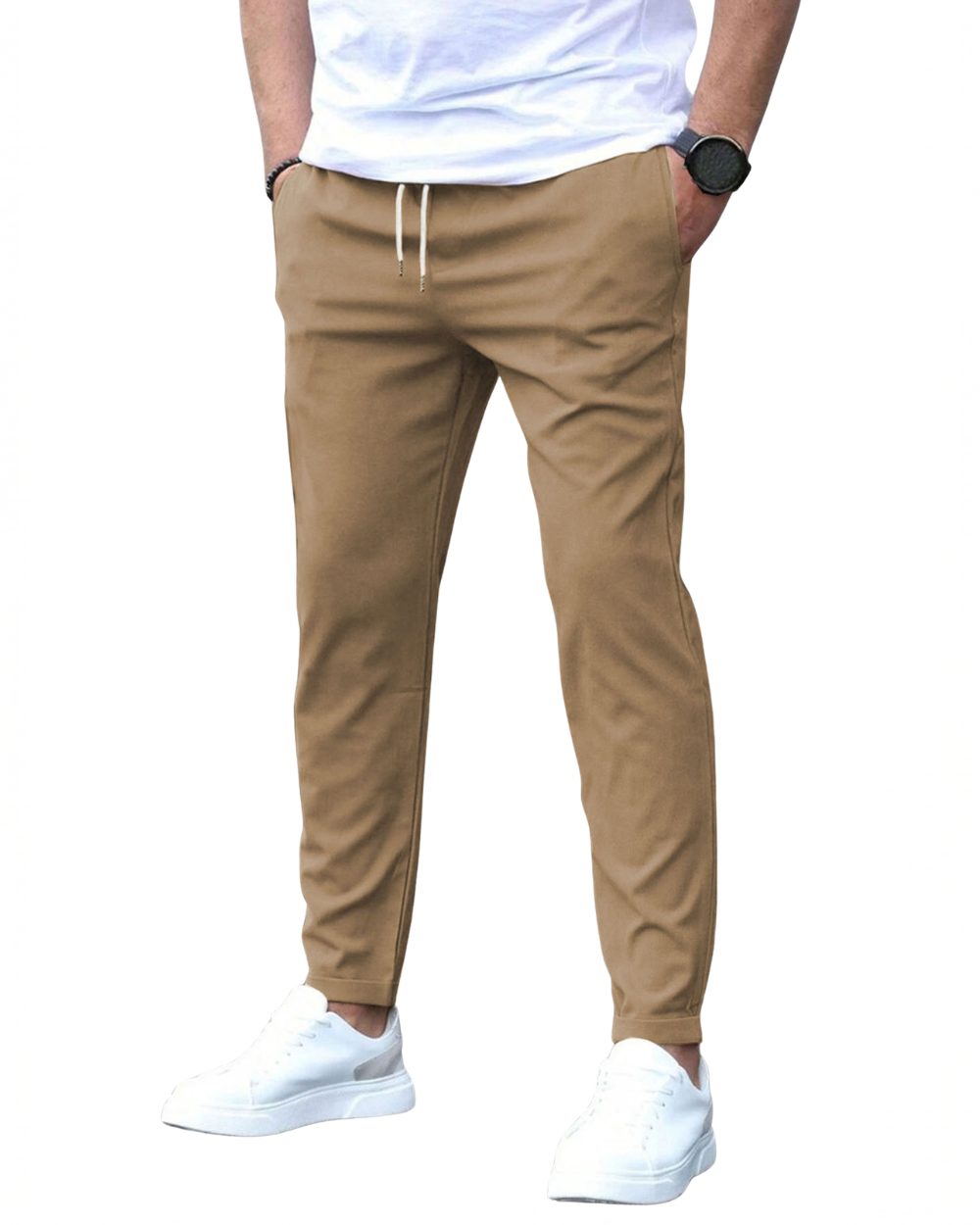 STRETCH COTTON TROUSERS FOR MEN