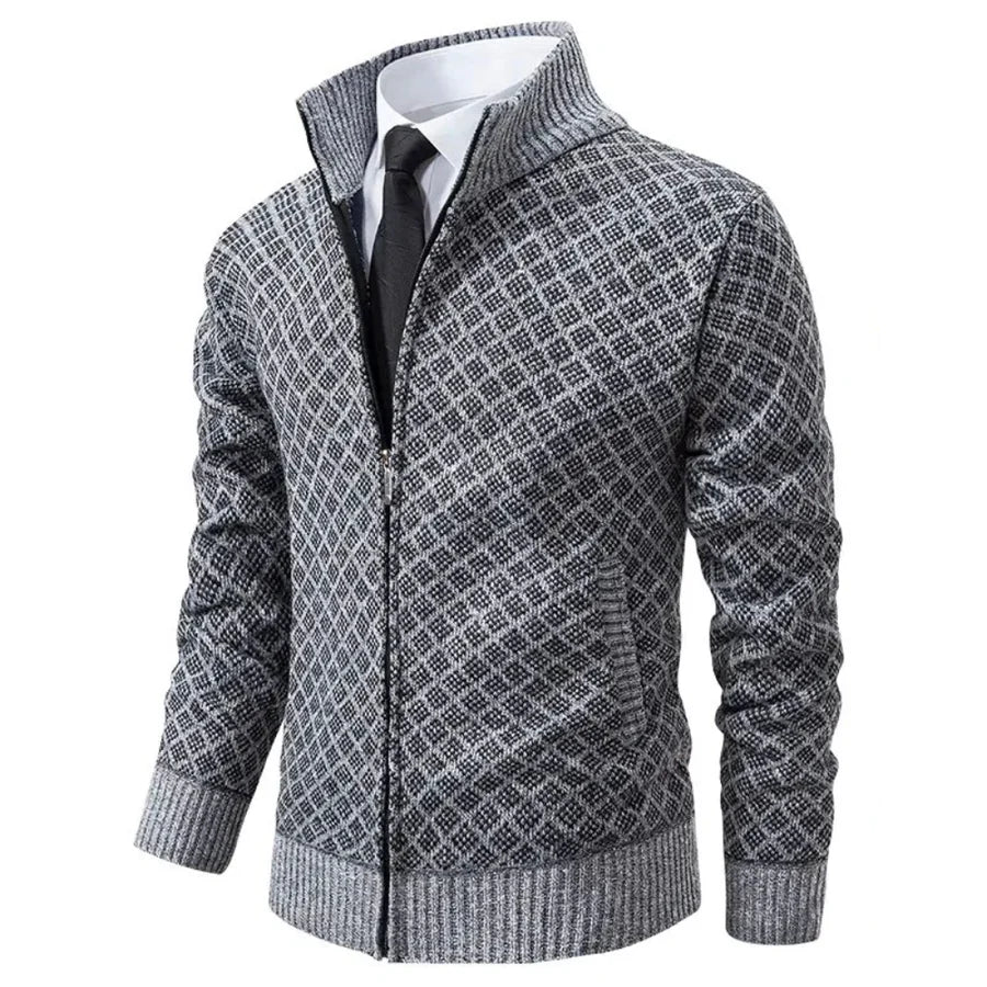 WAFFLE ZIP CARDIGAN FOR MEN