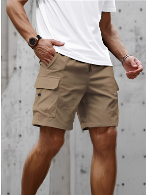 LOOSE DRAWSTRING CARGO SHORTS FOR MEN