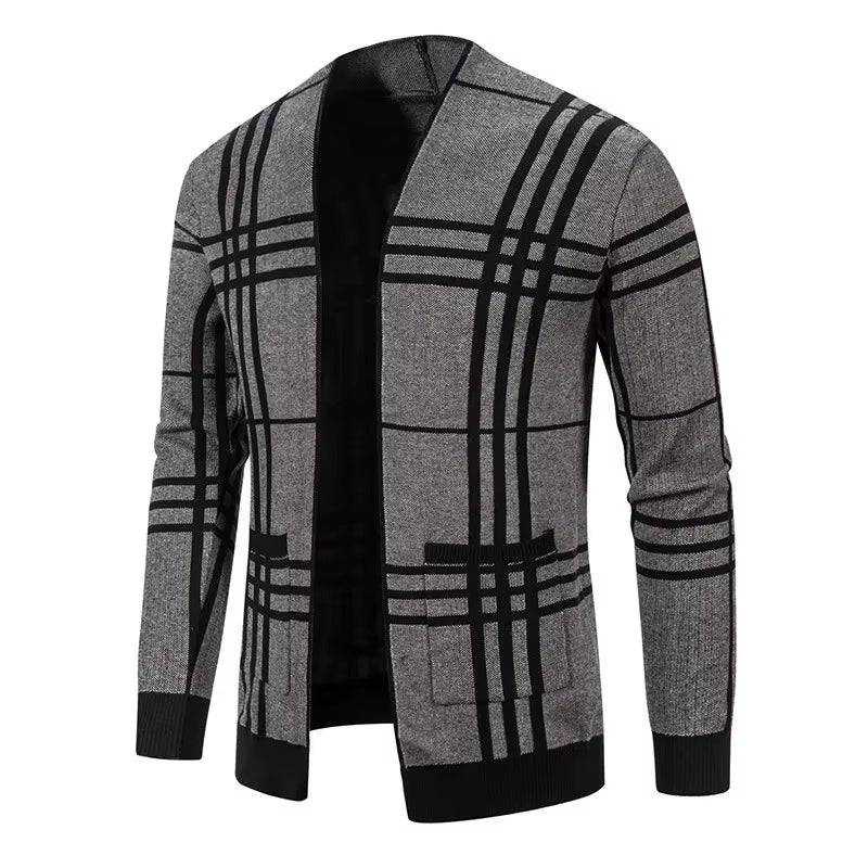 CHECKERED KNIT CARDIGAN FOR MEN