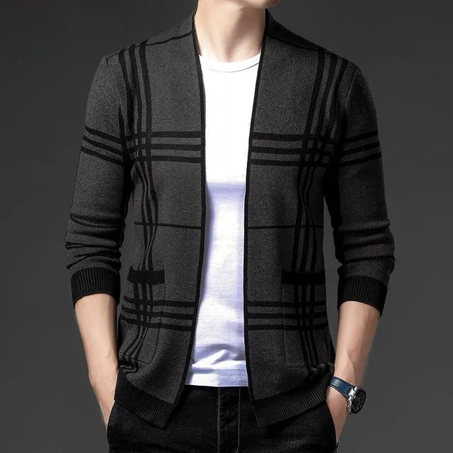 CHECKERED KNIT CARDIGAN FOR MEN