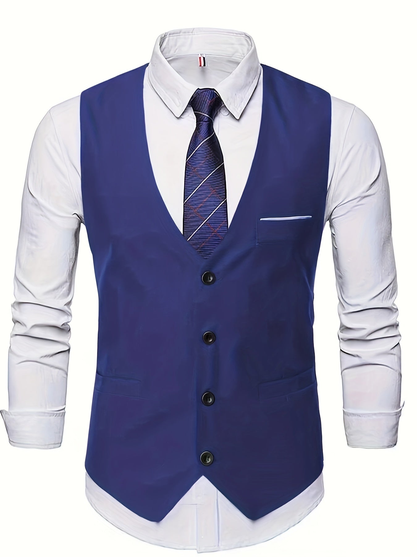 COLLARLESS POLYESTER VEST FOR MEN
