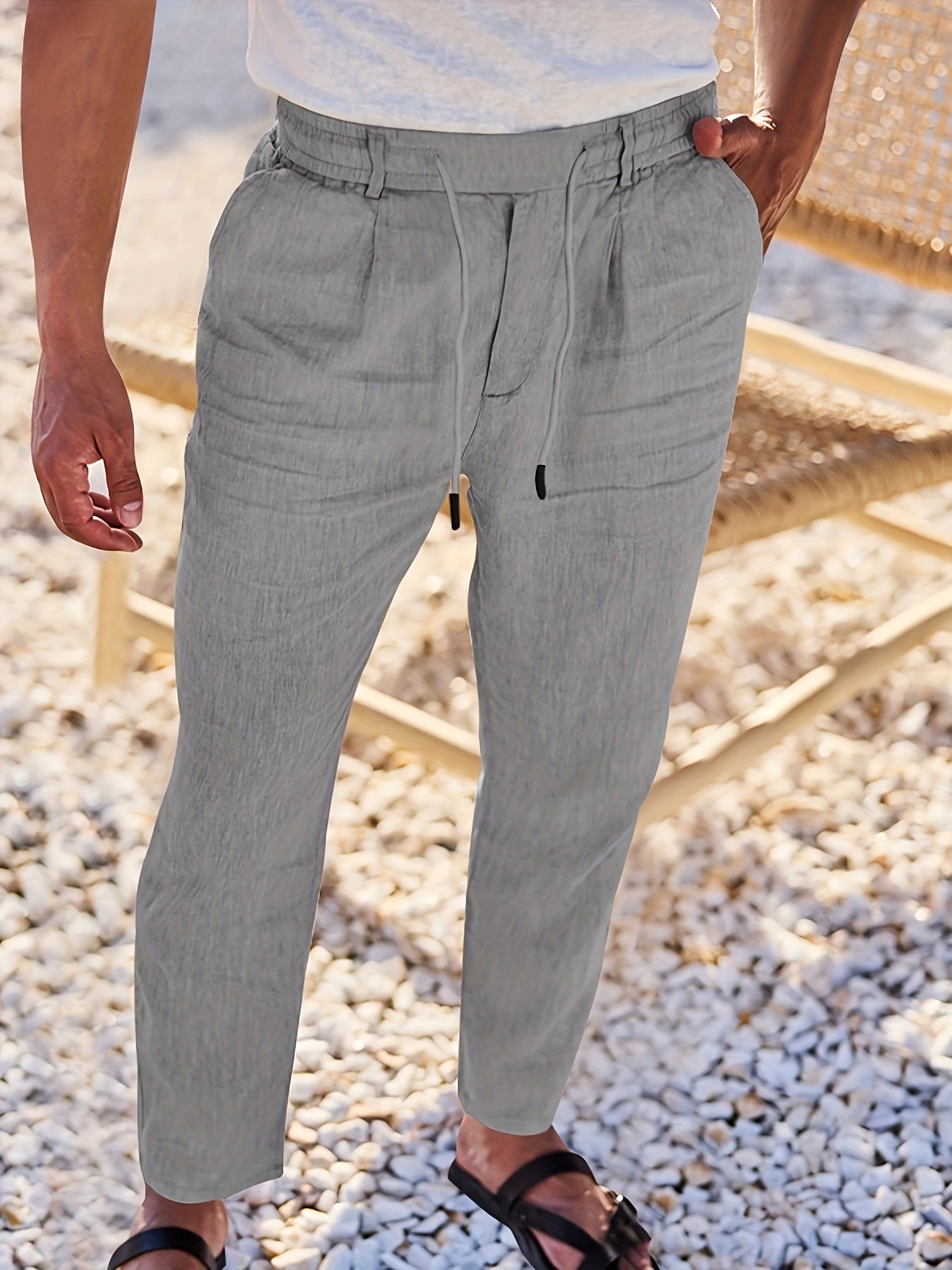 LINEN DRAWSTRING TROUSERS FOR MEN
