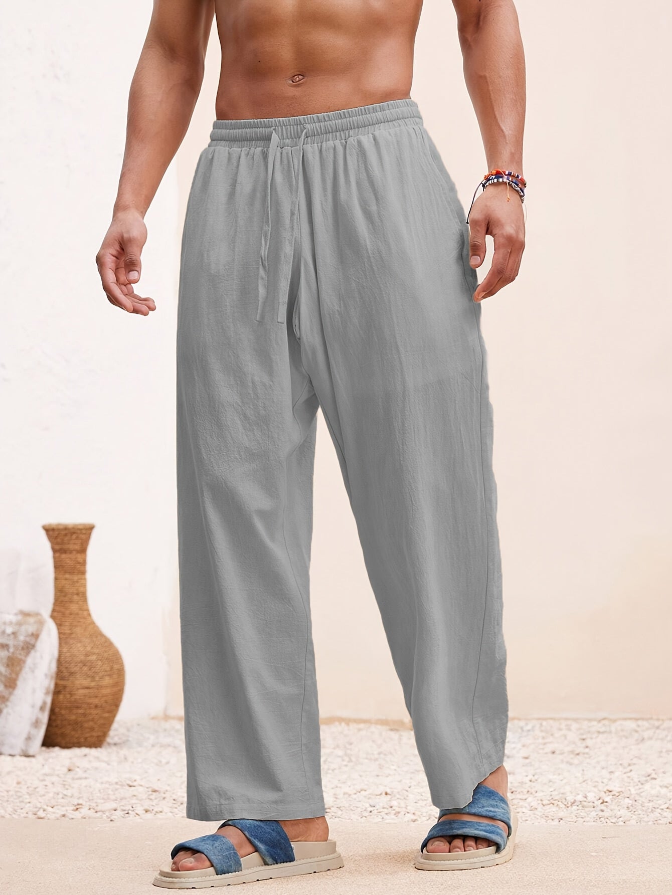 SOLID COLOUR TROUSERS FOR MEN