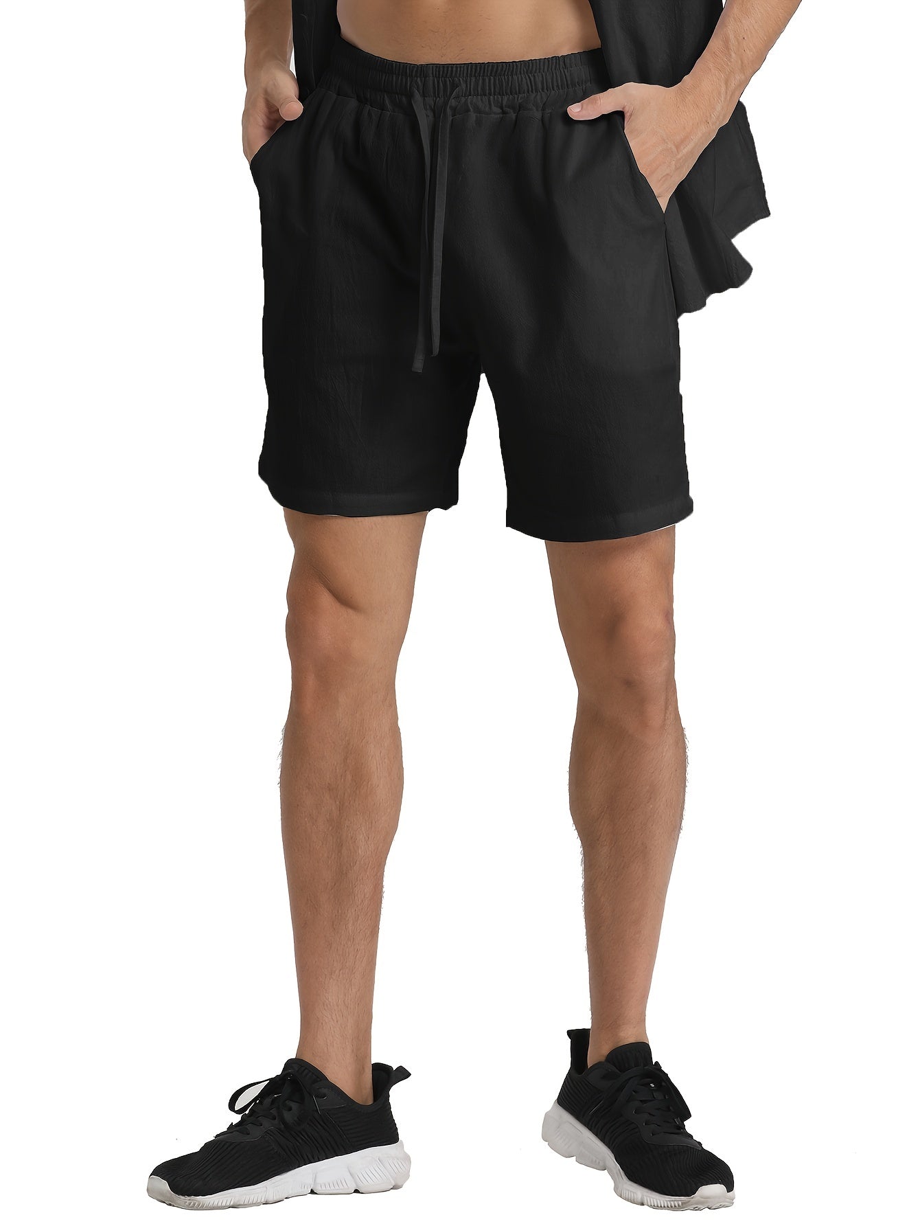 LINEN DRAWSTRING LOOSE SHORTS FOR MEN