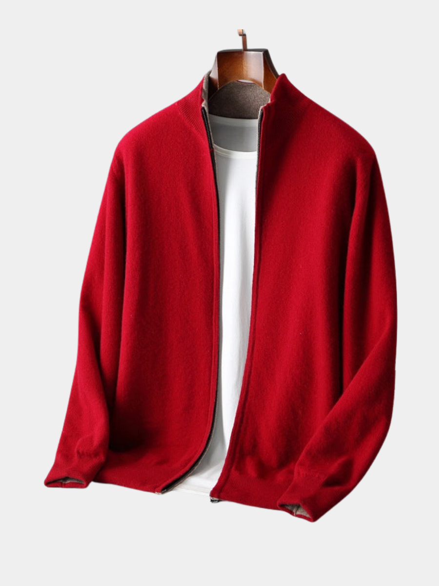 ZIPPERED KNIT CARDIGAN FOR MEN