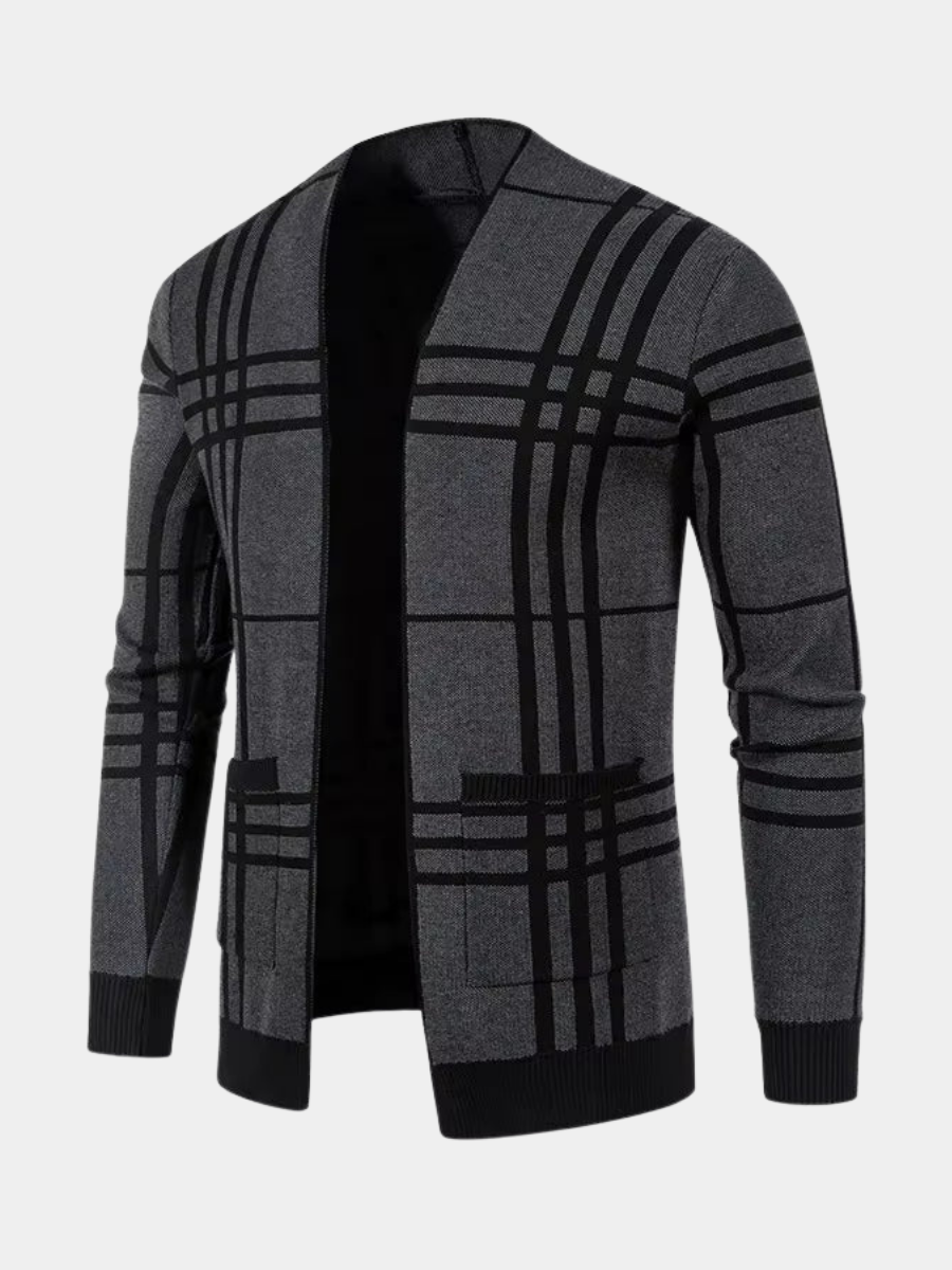 CHECKERED KNIT CARDIGAN FOR MEN