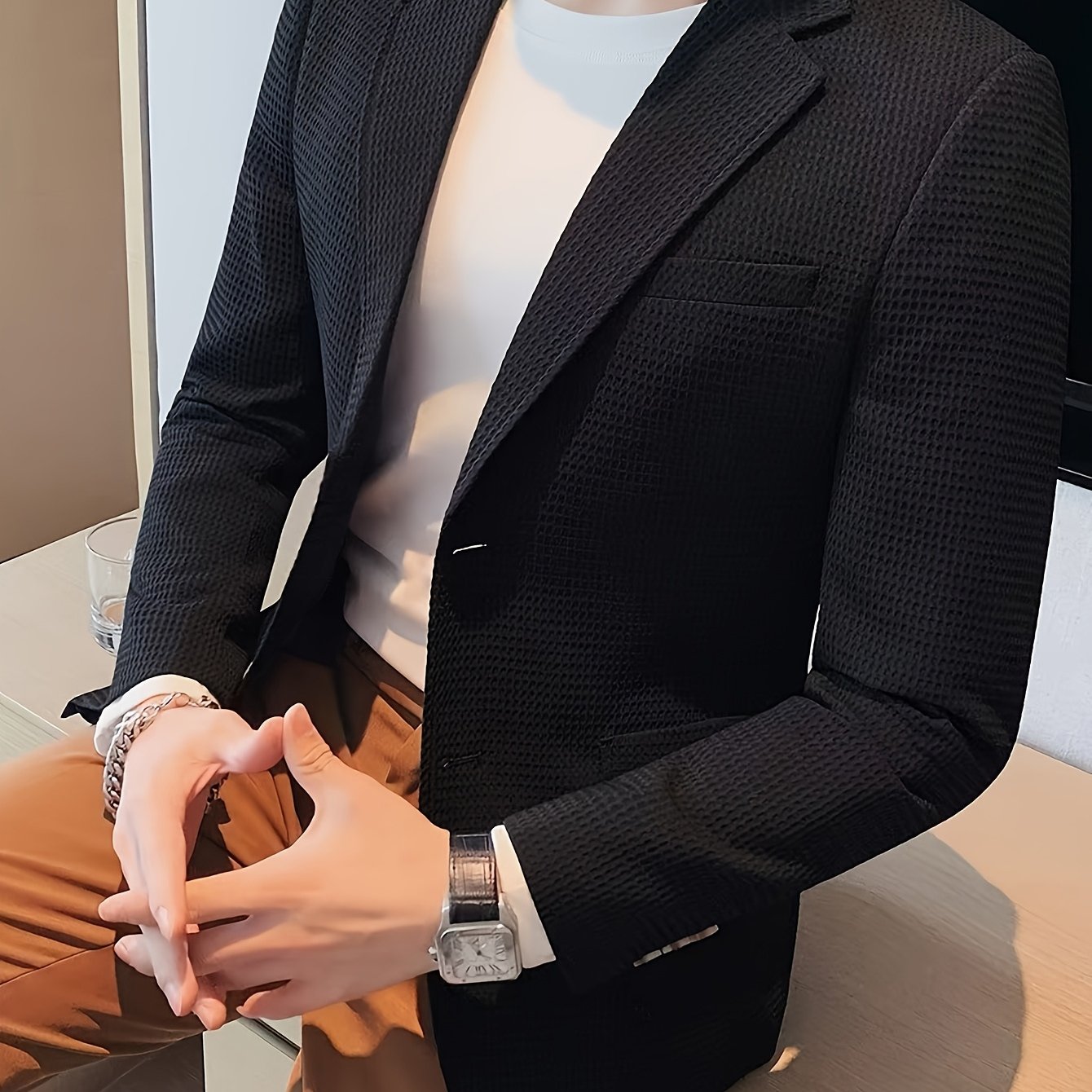 LAPEL KNIT BLAZER FOR MEN