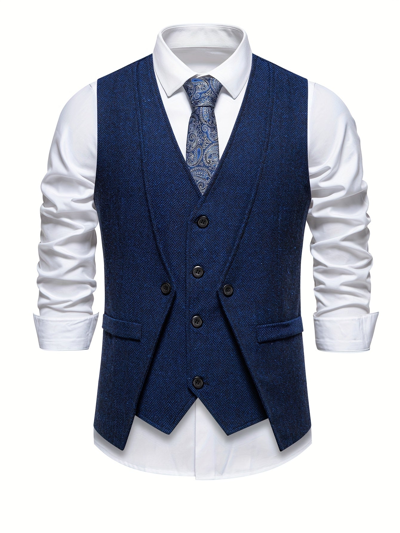 V NECK BUTTON VEST FOR MEN