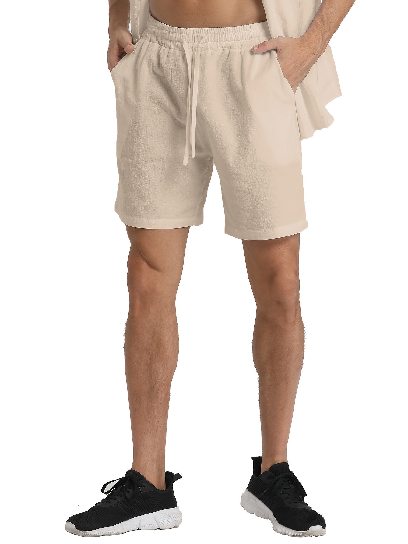 LINEN DRAWSTRING LOOSE SHORTS FOR MEN