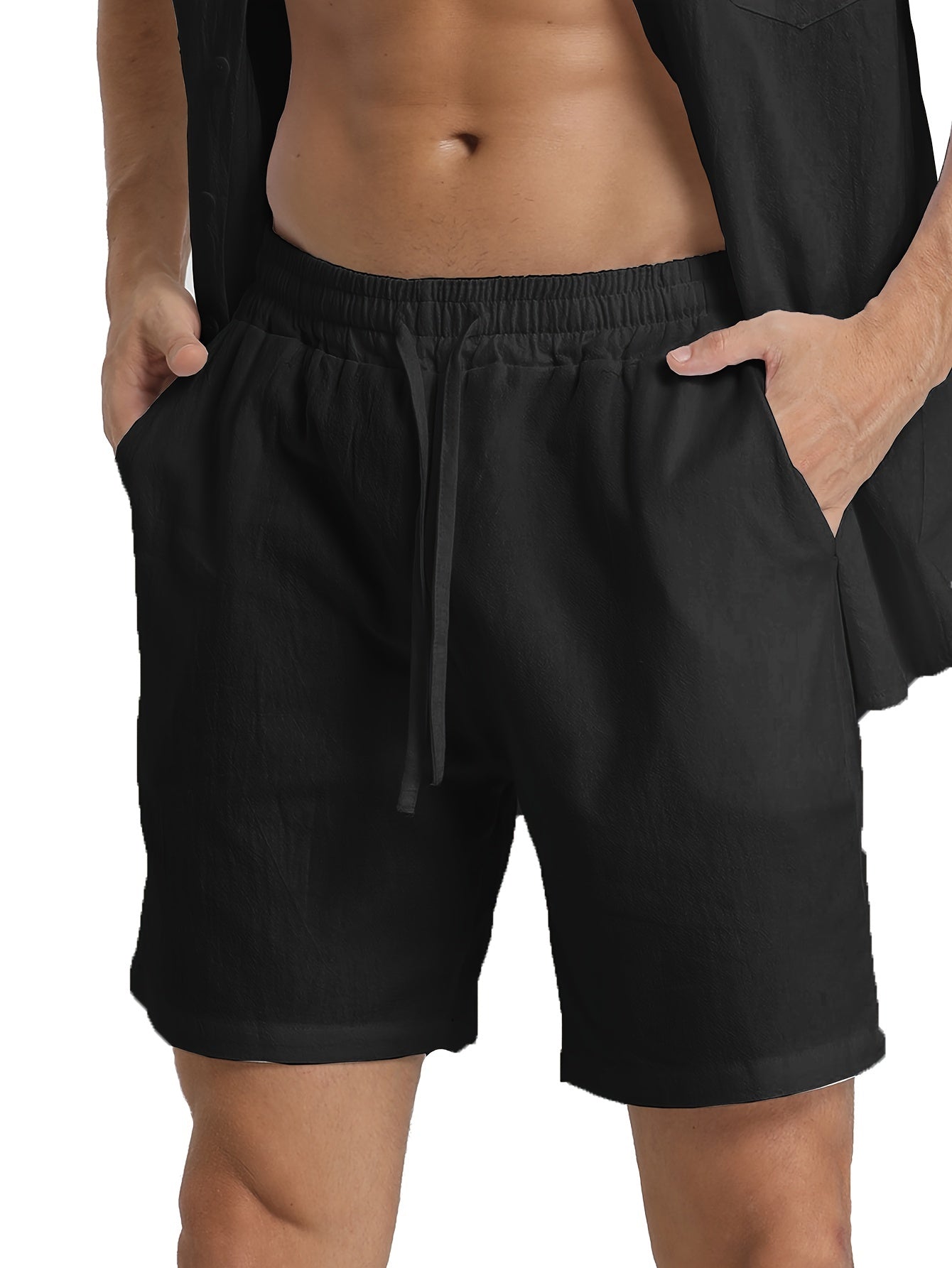 LINEN DRAWSTRING LOOSE SHORTS FOR MEN